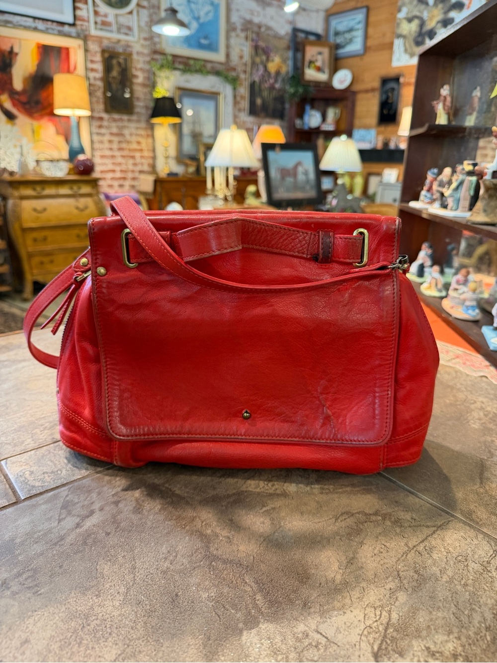 Jerome Dreyfuss Red Leather Satchel